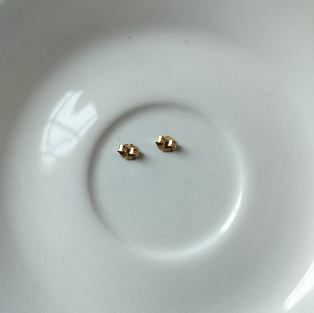 10k Solid Yellow Gold Back Earrings - image 2